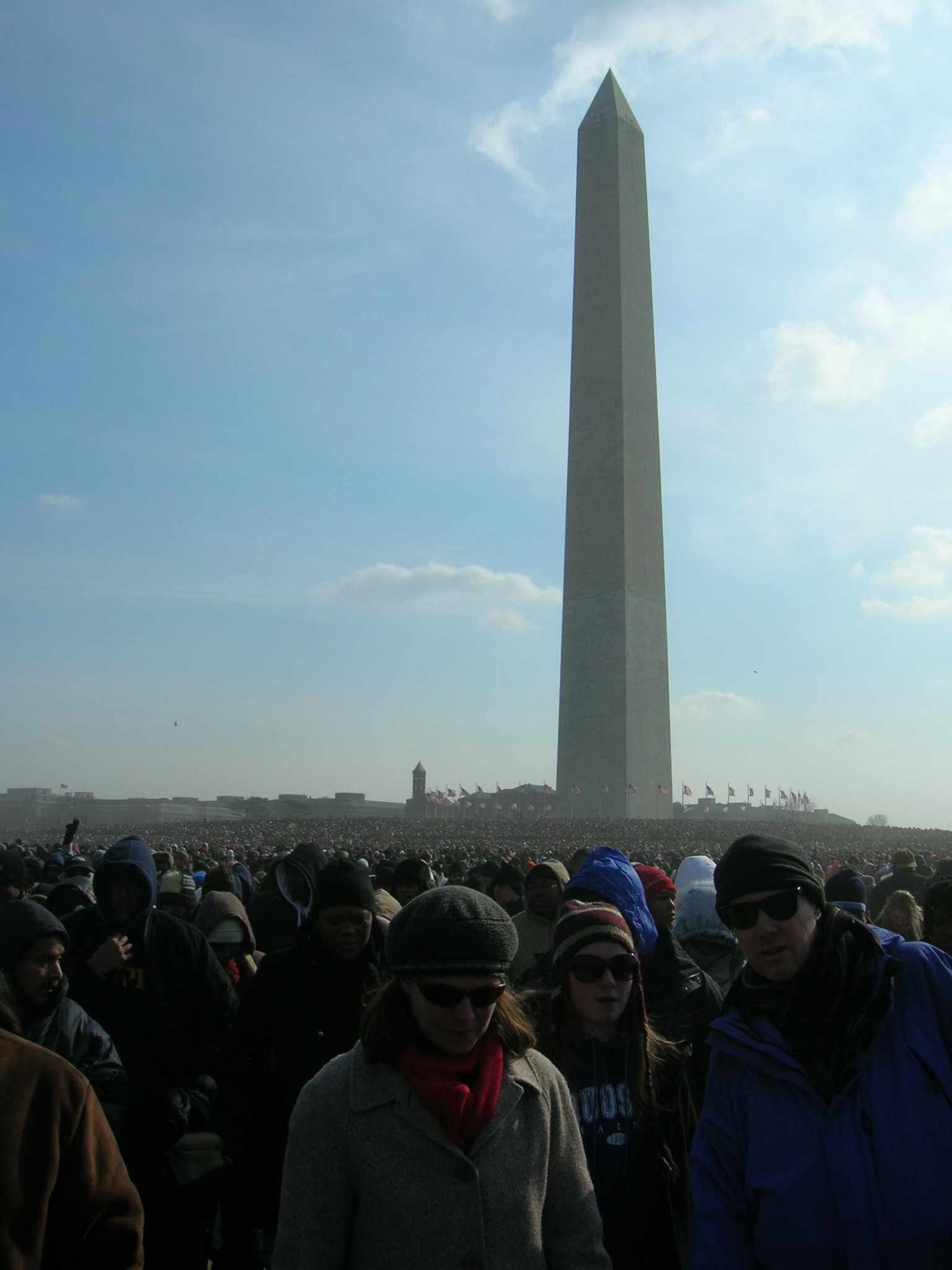 The Washington Memorial on the day of the inauguration.